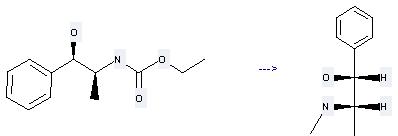 (L)-Ephedrine can be prepared by (1R,2S)-2-[(ethoxycarbonyl)amino]-1-phenyl-1-propanol at the temperature of 60 °C.